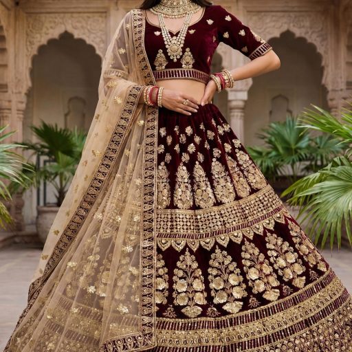 Maroon-Velvet-Bridal-Lehenga-Choli-300705032026